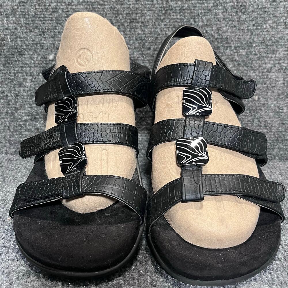 Vionic Amber Black Croc Strappy Orthopedic Slingback Comfort Walking Sandals 9